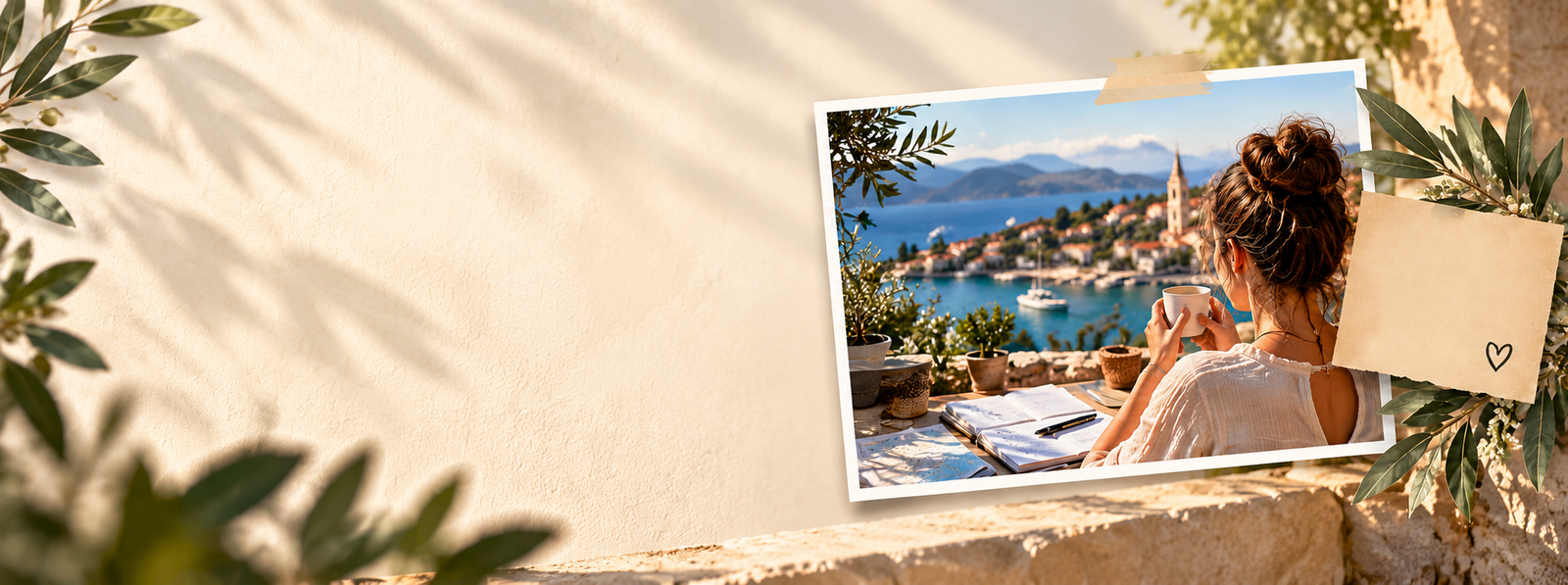 Vorbereitung Auswandern nach Kroatien mit Dokumenten, Meerblick und mediterranem Website Hintergrund